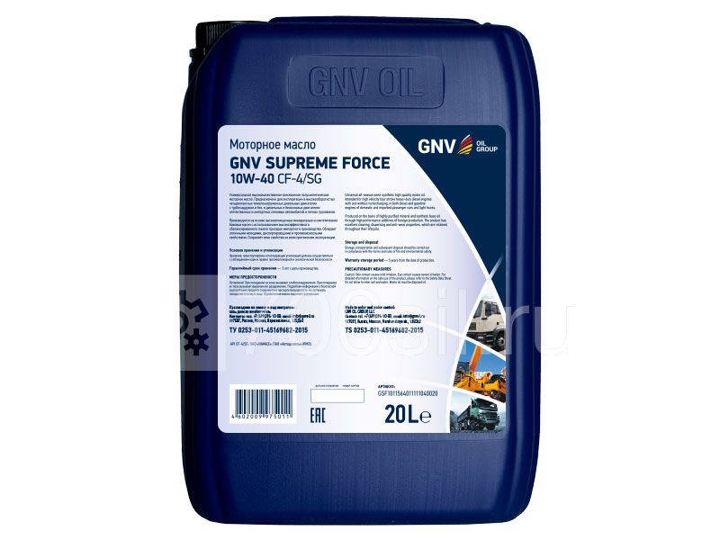 Масло моторное GNV Supreme Force 10W 40 CF 4/SG (20л)